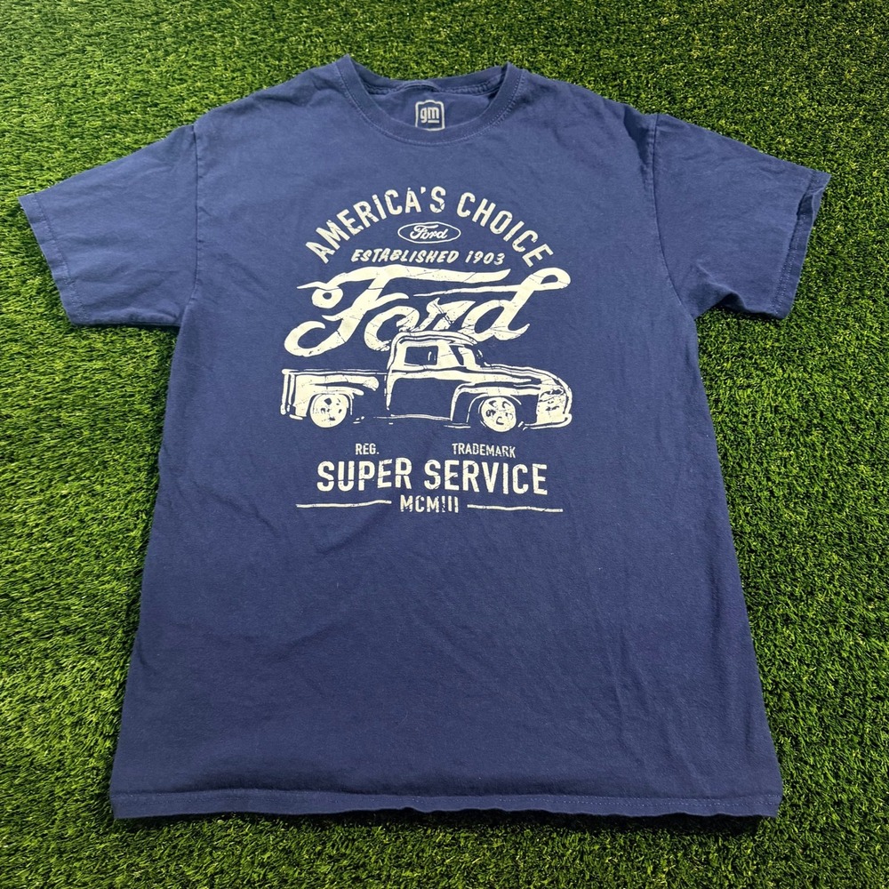 Ford Truck Graphic T-Shirt Mens Medium Navy Blue America's Choice Super Service